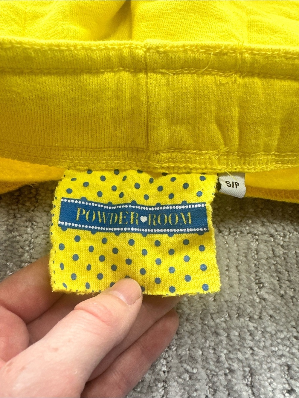 Powder Room Bright Yellow Drawstring Shorts Small Fleece Lined Cotton Blend Y2K - Picture 9 of 11